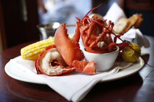 Steamed lobster and corn on the cob